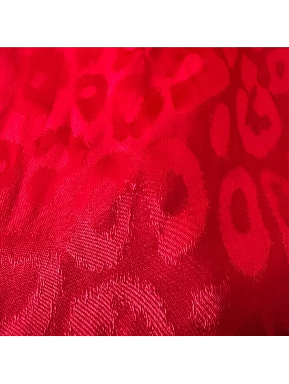 Pajama Top M Red Leopard Jacquard Satin Button Up Blouse Shirt